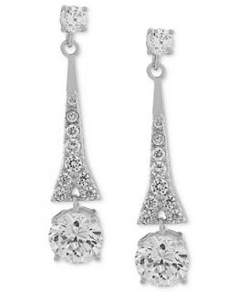 Carolee Earrings, Silver Tone Cubic Zirconia Linear Drop Earrings (9 3
