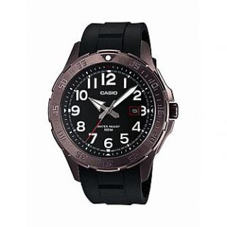 Casio Mens Chronograph Black Resin Watch w/ Black & White Dial