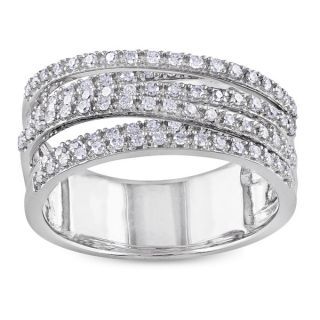 Haylee Jewels Sterling Silver 1/5ct TDW Diamond Crossover Ring (G H