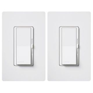 Lutron Diva 150 Watt Single Pole/3 Way CFL LED Dimmer with Screwless Wall Plate   White (2 Pack) DVWCL 153PH 2 WH