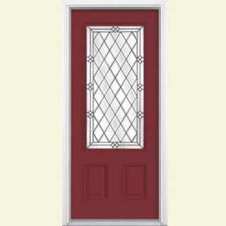 Masonite 36 in. x 80 in. Halifax 3/4 Rectangle Painted Steel Prehung Front Door with Brickmold 24987