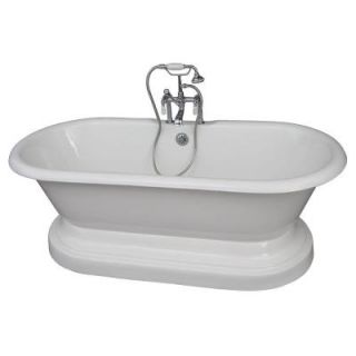 Barclay Products 5.6 ft. Cast Iron Double Roll Top Tub in White with Polished Chrome Accessories TKCTDRHB CP1