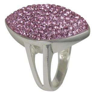 Silver Plated Brass Pink Crystal Ring