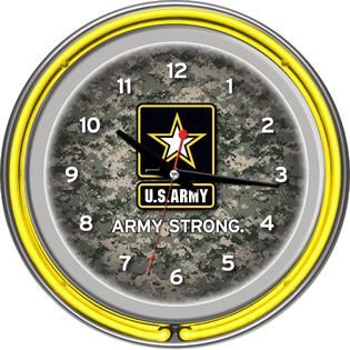 Army Digital Camo Chrome Double Ring Neon Clock   Fitness