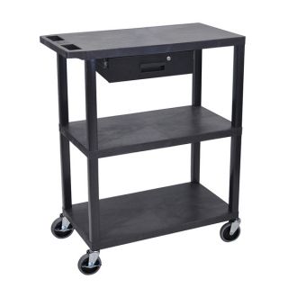 Luxor EA Series Black 3 shelf Electric Presentation Station with Pull