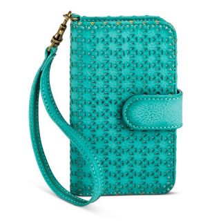Womens Cut Out Triangle Print Cell Phone Case Wallet   Teal iPhone 6