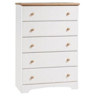 South Shore Furniture Shaker 5 Drawer Dresser in Pure white and Natural Maple 3263035