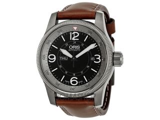 Oris Big Crown Timer Black Dial Brown Leather Mens Watch 735 7660 4264LS