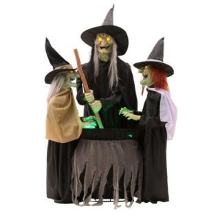 Home Accents Holiday 5 ft. Animated Bewitching Cauldron Sisters 5124407