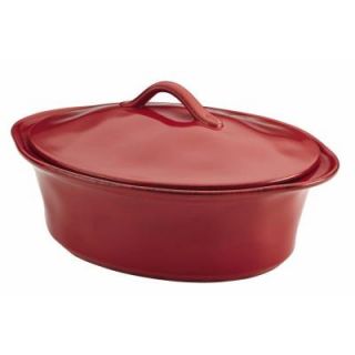 Rachael Ray Cucina Stoneware 3 1/2 qt. Oval Casserole in Cranberry Red 57432