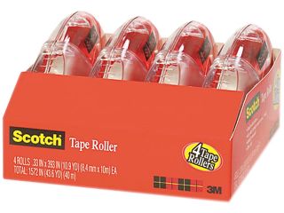 Scotch 6051 4 Adhesive Tape Roller Value Pack, 1/3" x 393"/Roll, 4 Rollers/Pack