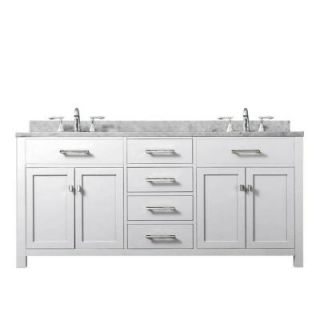 Water Creation Madison 60 in. Vanity in Modern White with Marble Vanity Top in Carrara White MADISON60W