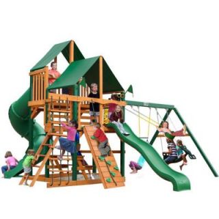 Gorilla Playsets Great Skye I with Timber Shield and Sunbrella Canvas Forest Green Canopy Cedar Playset 01 0030 TS 2