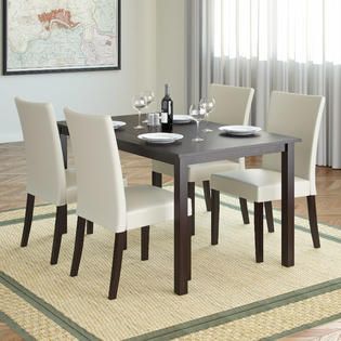 CorLiving Atwood 5pc Dining Set with Cream Leatherette Seats   Home