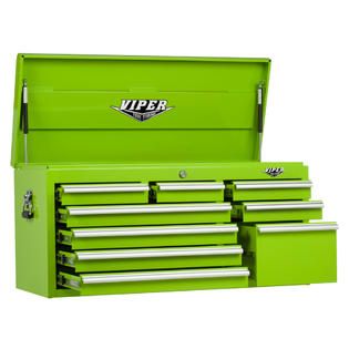 Viper Tool Storage 41 inch 9 Drawer 18G Steel Top Chest, Lime Green