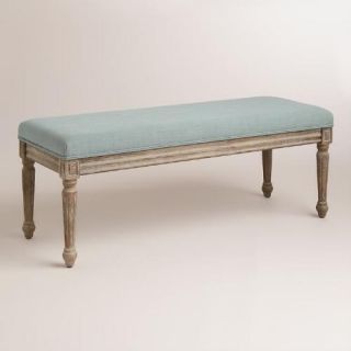 Blue Linen Paige Upholstered Dining Bench