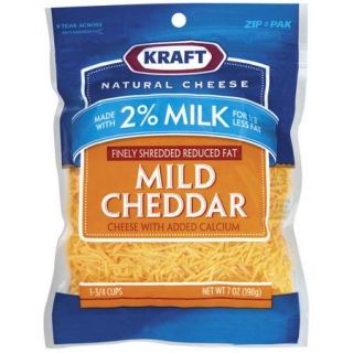 Kraft Natural Cheese Mild Cheddar Finely Shredded Reduced Fat With Added Calcium Shredded Cheese, 7 oz