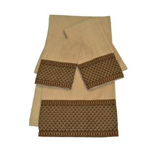 Sherry Kline Amore Wheat Brown Embellished 3 piece Towel Set