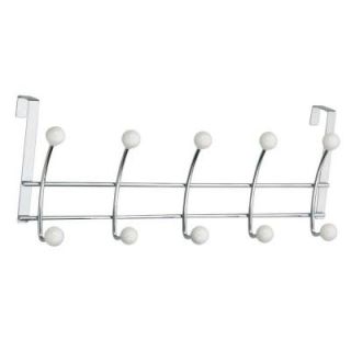 Elegant Home Fashions OTD   5 Over The Door Hooks in Chrome with White Porcelain Ball HDT32801