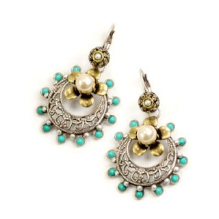Sweet Romance Old Taxco and Turquoise Drop Earrings