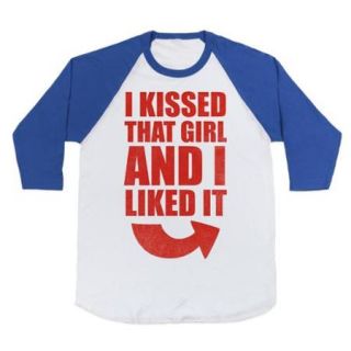 White/Royal I Kissed A Girl Couples Shirt Part 1 Red Baseball T Shirt Size Large
