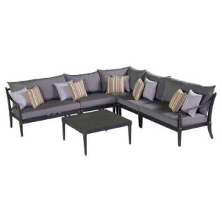 RST Brands Astoria 6 Piece Patio Sectional Seating Set with Charcoal Grey Cushions OP ALSS6 AST CHR K