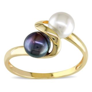 Miadora 10k Gold Black & White Cultured Freshwater Pearl Ring