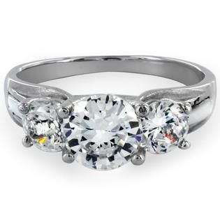 West Coast Jewelry   Stainless Steel Three Stone Cubic Zirconia Ring