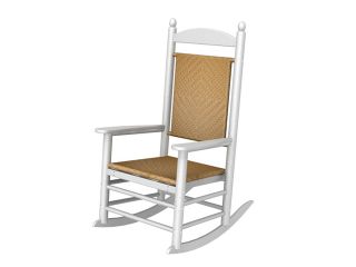 47" Earth Friendly Recycled Patio Rocking Chair   White w/ Tigerwood Weave