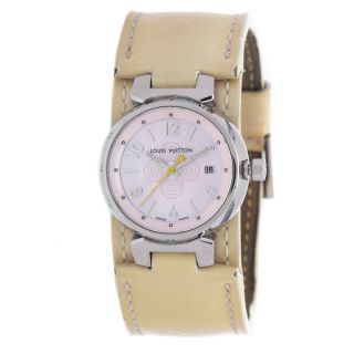 Pre Owned Louis Vuitton Womens Beige Leather Watch  