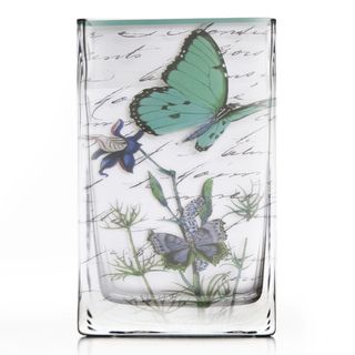 Style Setter Blue Butterfly Print Medium Glass Vase