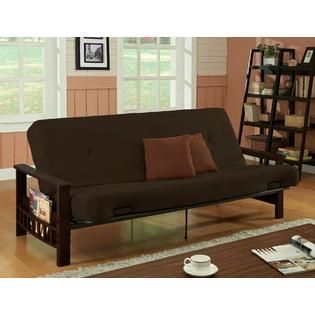 Dorel Home Furnishings Futon Metal Frame with Cherry Wood Arm and 6in
