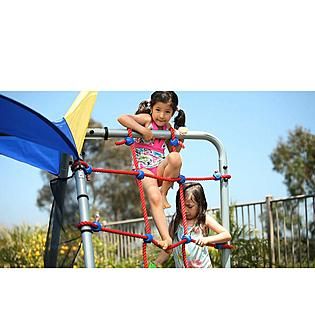 Ironkids  Premier 550 Fitness Playground Swing Set with Rope Climb and