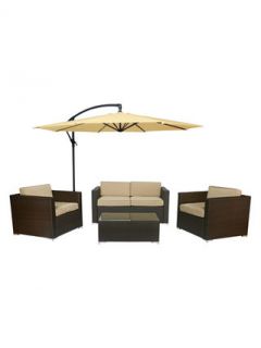 Cone Deep Seating Set with Cantilever Umbrella (5 PC) by AXCSS