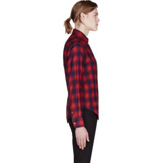 Band of Outsiders Red & Navy Plaid Shirt