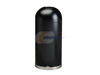 Safco                                    Open Top Dome Receptacle, Round, Steel, 15 gal, Black