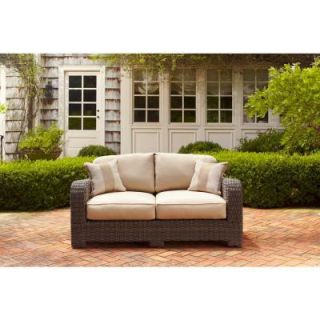 Brown Jordan Northshore Patio Loveseat with Harvest Cushions and Regency Wren Throw Pillows    STOCK DY6061 LV
