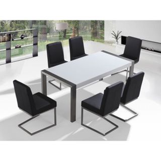 Stainless Steel High gloss Arctic Top Dining Table Set with 6 Chairs
