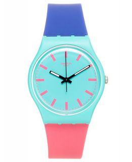 Swatch Unisex Swiss Shunbukin Blue and Pink Silicone Strap Watch 34mm