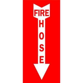 BRADY 43300 Fire Hose Sign, 10 x 7In, R/WHT, AL, FH, ENG