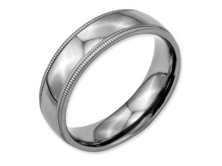 Titanium Grooved and Beaded 6mm Polished Comfort Fit Wedding Band Ring (SIZE 14 )