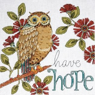 Tobin Heartfelt Have Hope Owl Counted Cross Stitch Kit 14 Count   Home
