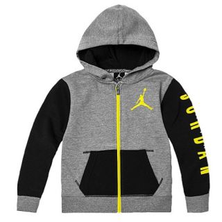 Jordan Retro Type Full Zip Hoodie   Boys Grade School   Basketball   Clothing   Dark Grey Heather/Black/Vibrant Yellow
