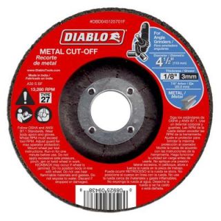 Diablo 4 1/2 in. x 1/8 in. x 7/8 in. Metal Cut Off Disc with Type 27 Depressed Center DBD045125701F