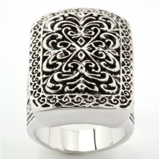 City by City City Style Silvertone Antiqued Filigree Ring  