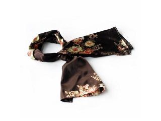 Blancho Bedding BRA SCA01072 L Blando Brown Flowers Floral Patterns Exquisitely Elegant comfy Silk Scarf/Wrap/ShawlLarge
