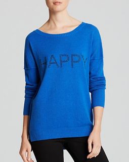 AQUA Cashmere Sweater   Happy Embellished High/Low Crewneck