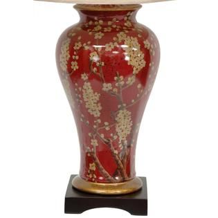 Oriental Furniture  Glazed Sakura Blossom Vase Lamp