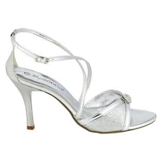 Lady Godiva   Womens Saoirse Rhinestone Center Ankle Strap Dress Shoe
