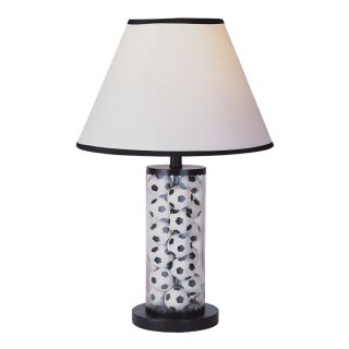 Portfolio 20" Black and White Table Lamp with White Soccer Ball Shade